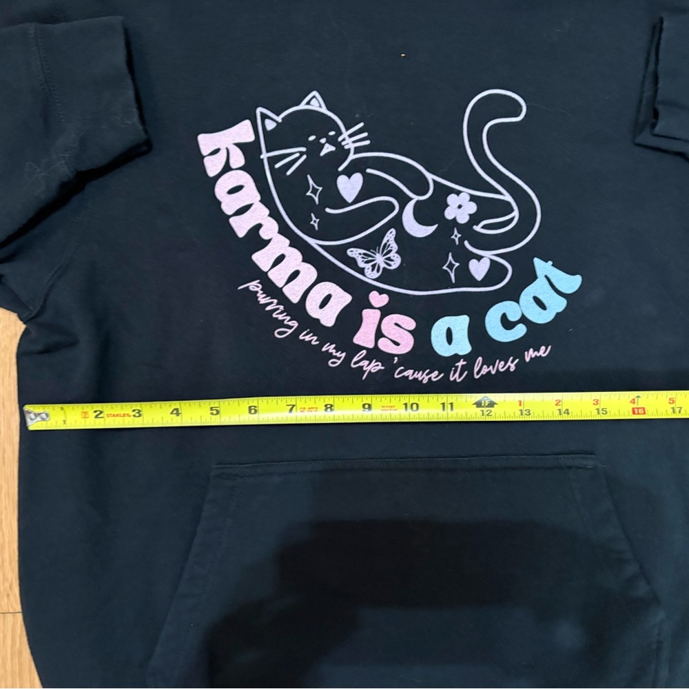 Swiftie inspired "Karma is a Cat" Era Hoodie - Swiftie Midnights Merch size M - Picture 6 of 7